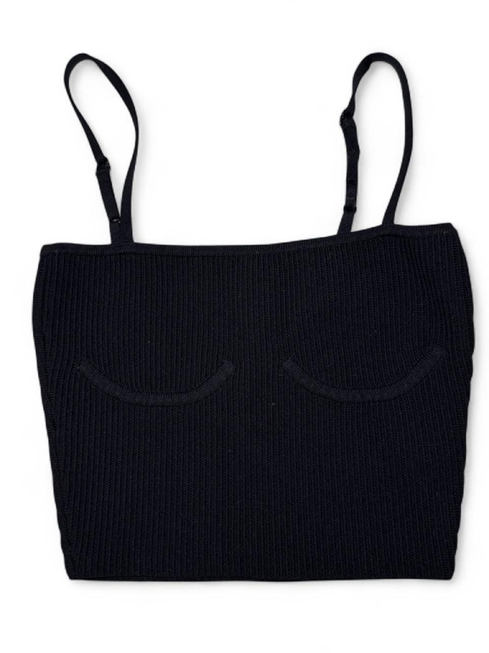 Aritzia Babaton Black Ribbed Bandeau Tank with Straps